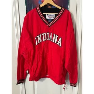 Champion Indiana University Hoosiers V-Neck Windbreaker Jacket 90s XXL Vintage